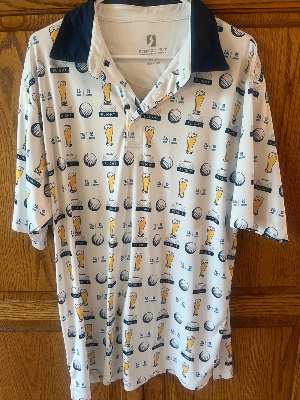 Mens White Golf Polo with Navy Collar